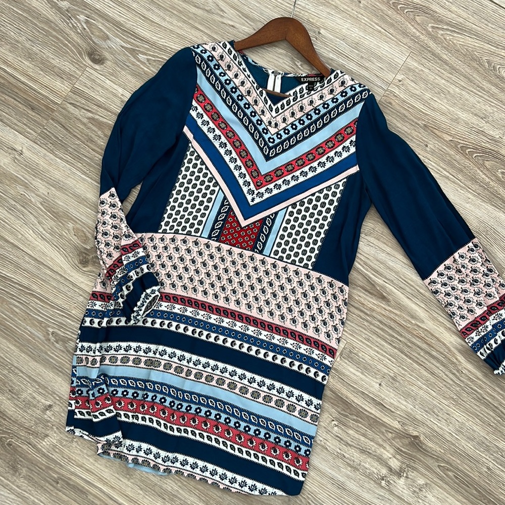 Multicolored shift dress from Express